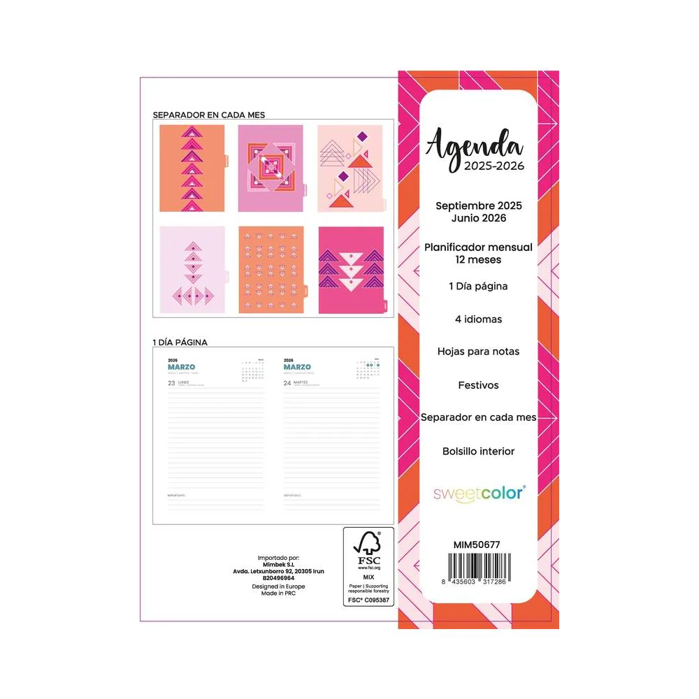 Agenda Escolar Diaria 2025-2026 Flechas Sweetcolor - Image 2