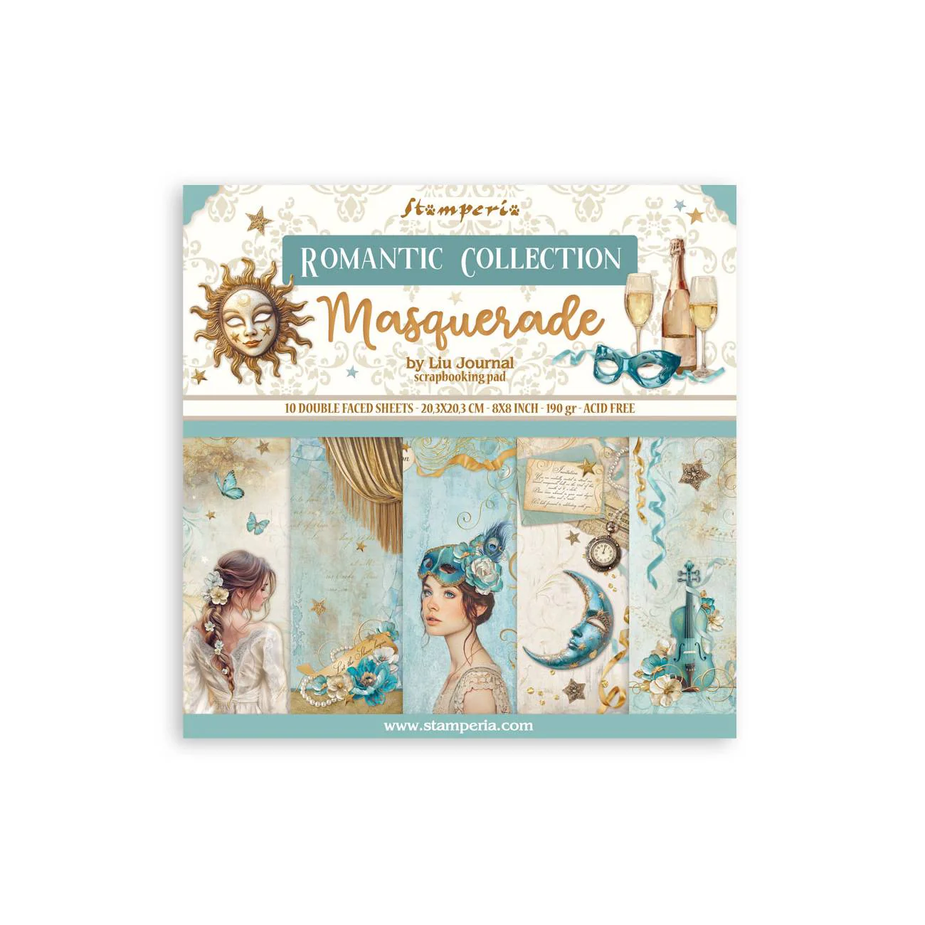 Bloc de Scrapbooking 10 Hojas Doble Cara Masquerade Stamperia - Image 2