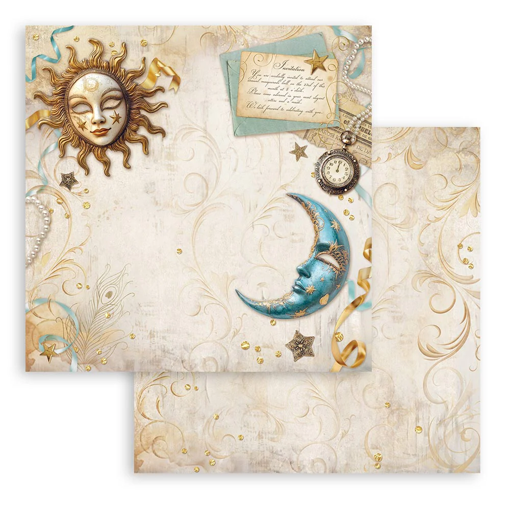 Bloc de Scrapbooking 10 Hojas Doble Cara Masquerade Stamperia - Image 9