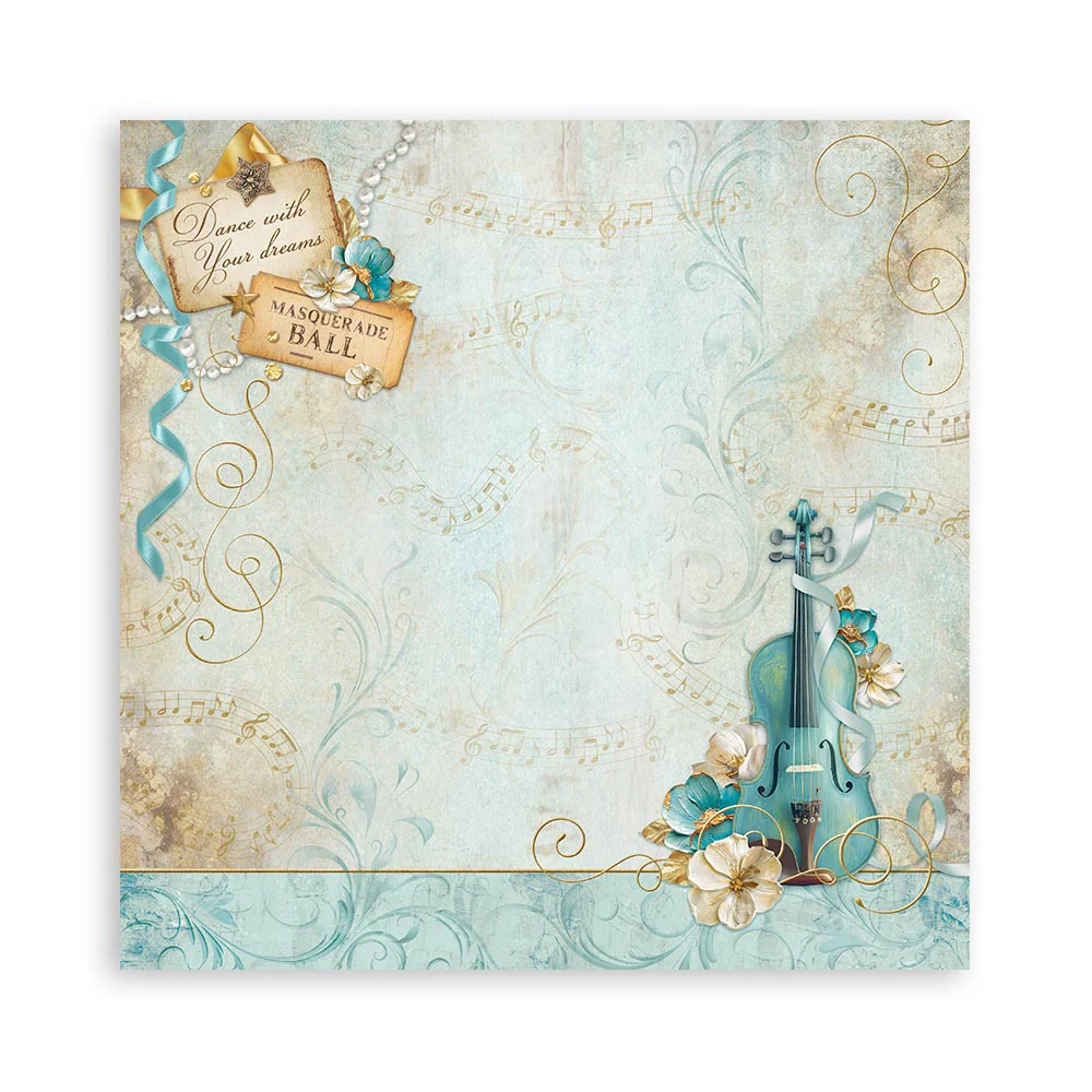 Bloc de Scrapbooking 22 Hojas Una Cara Masquerade Stamperia - Image 11
