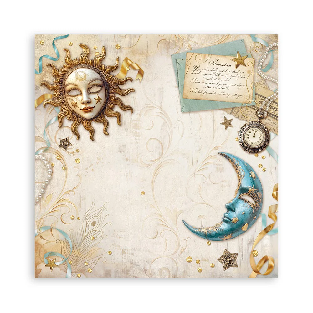 Bloc de Scrapbooking 22 Hojas Una Cara Masquerade Stamperia - Image 14