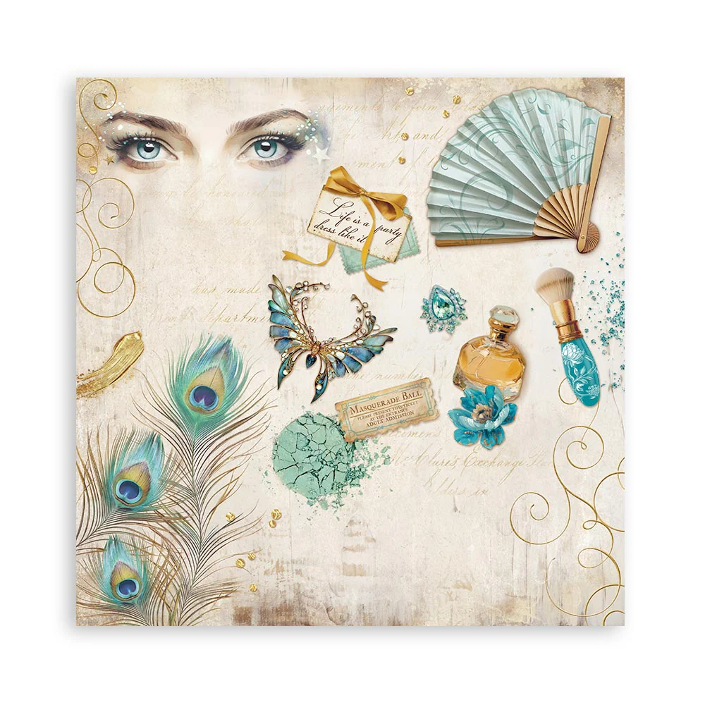 Bloc de Scrapbooking 22 Hojas Una Cara Masquerade Stamperia - Image 16