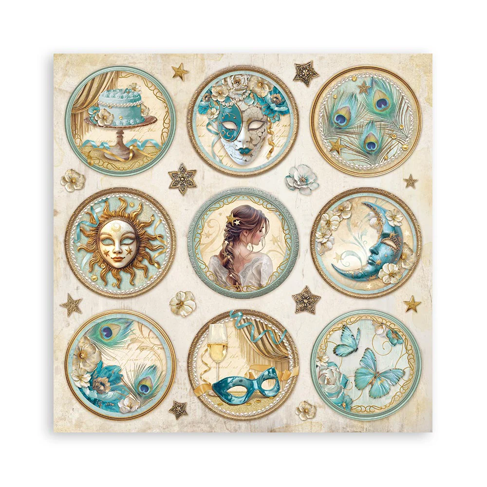 Bloc de Scrapbooking 22 Hojas Una Cara Masquerade Stamperia - Image 20