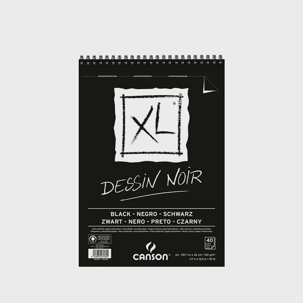 Bloc Dibujo Dessin Noir XL 40h 150gr A3 Canson