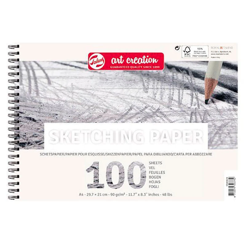 Bloc Espiral Esbozo A4 90gr 100 Hojas Blanco Art Creation