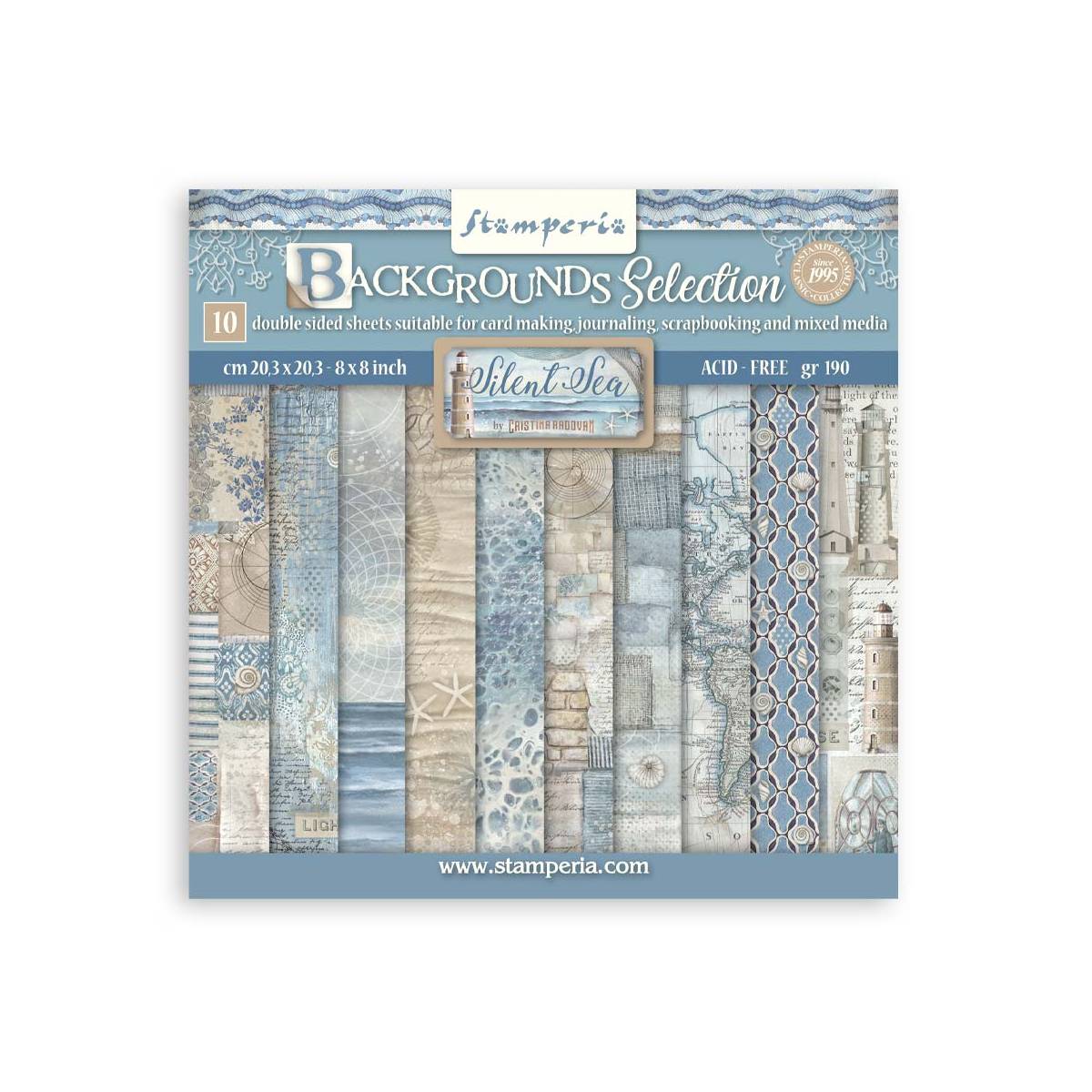 Bloc Scrapbooking 10 Hojas Backrounds Silent Sea Stamperia - Image 2