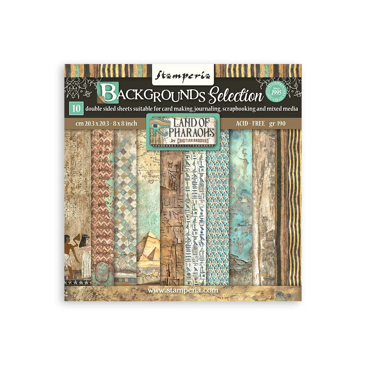 Bloc Scrapbooking 10 Hojas Backrounds Tierra de Faraones Stamperia - Image 2