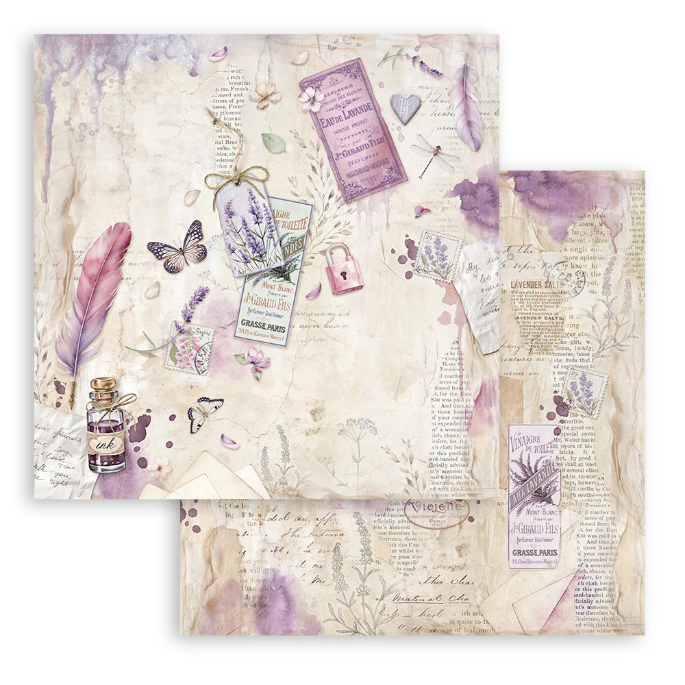 Bloc Scrapbooking 10 Hojas Lavender 12x12 Stamperia - Image 8