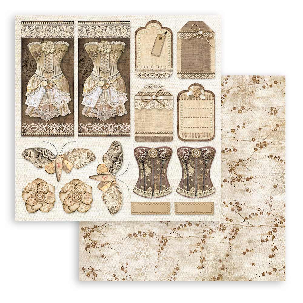 Bloc Scrapbooking 10 Hojas Old Lace 8x8 Stamperia - Image 10