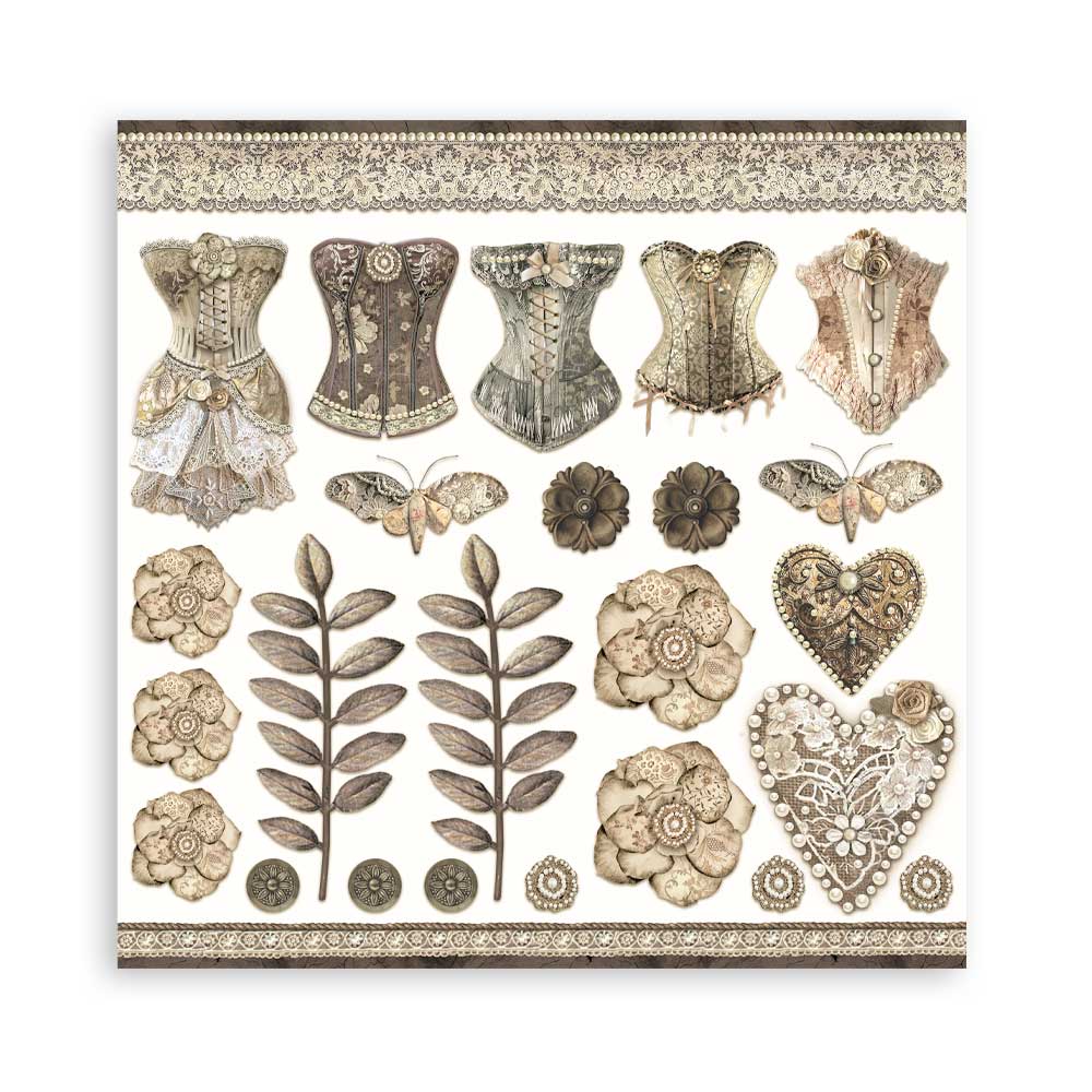 Bloc Scrapbooking 10 Hojas Old Lace 8x8 Stamperia - Image 13