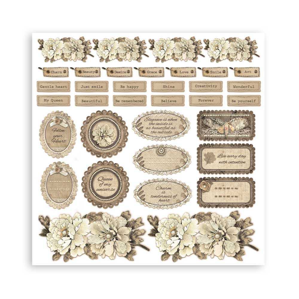 Bloc Scrapbooking 10 Hojas Old Lace 8x8 Stamperia - Image 2