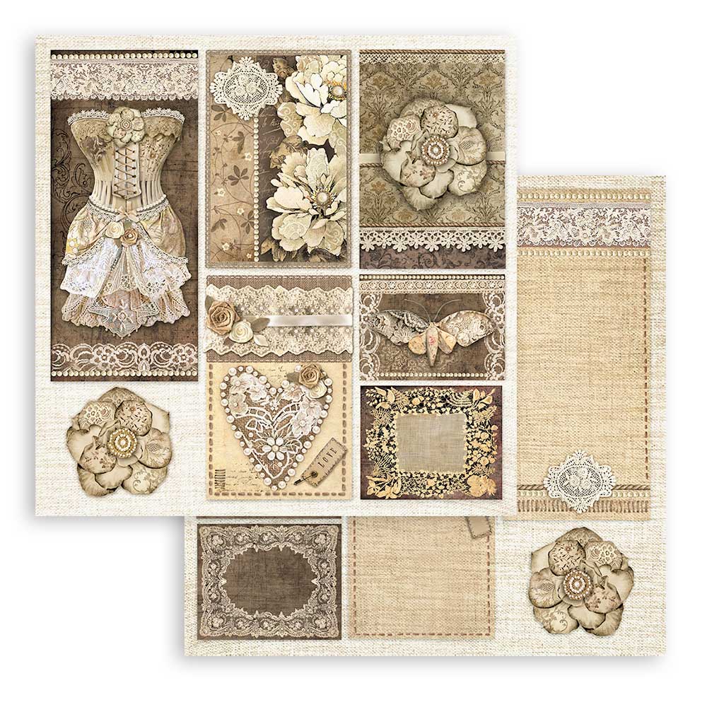 Bloc Scrapbooking 10 Hojas Old Lace 8x8 Stamperia - Image 4