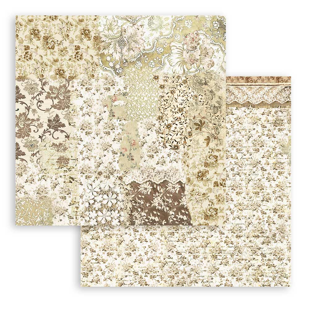 Bloc Scrapbooking 10 Hojas Old Lace 8x8 Stamperia - Image 5