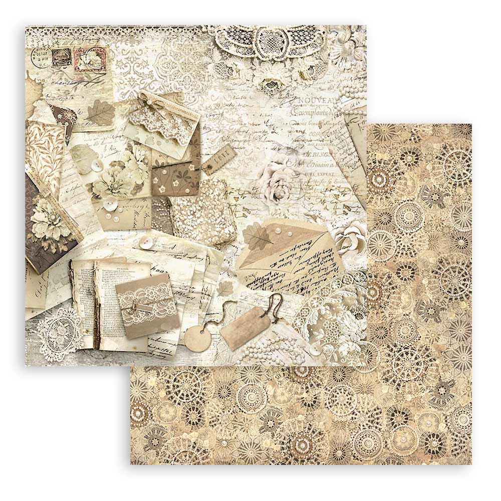 Bloc Scrapbooking 10 Hojas Old Lace 8x8 Stamperia - Image 7
