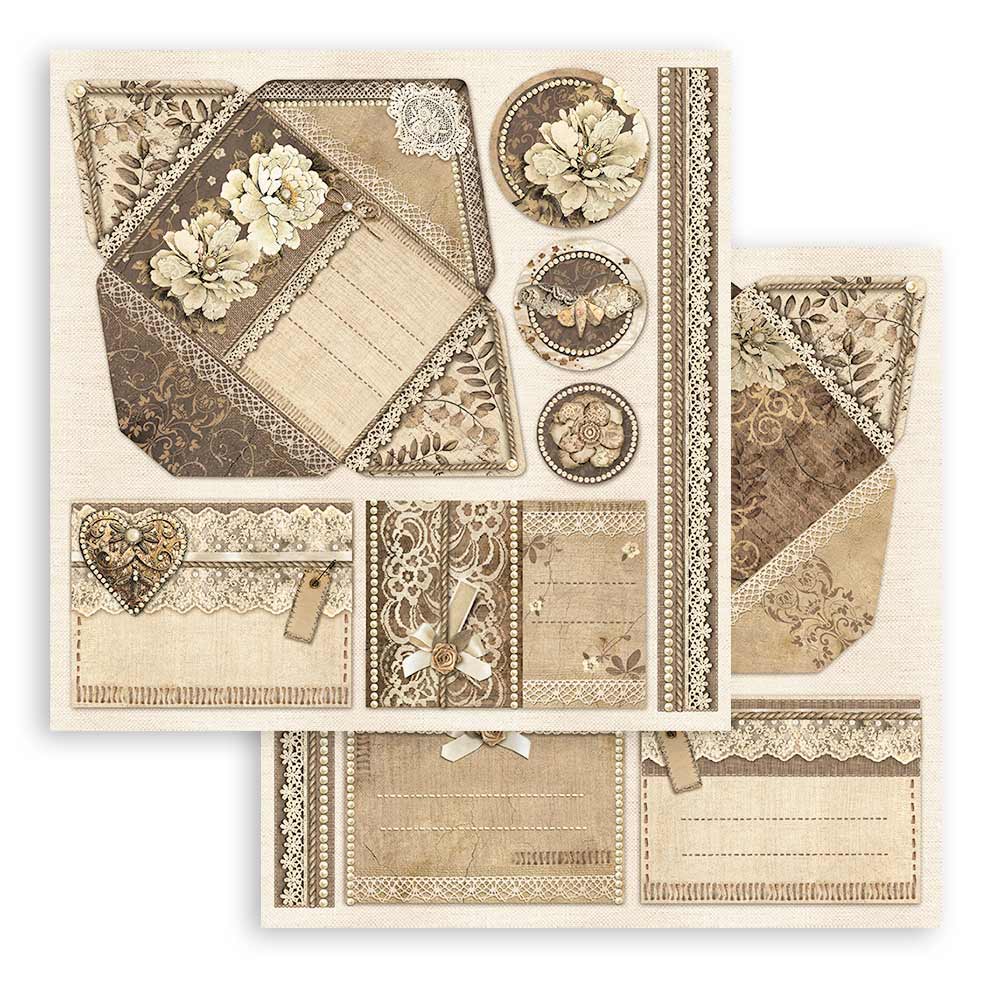 Bloc Scrapbooking 10 Hojas Old Lace 8x8 Stamperia - Image 8