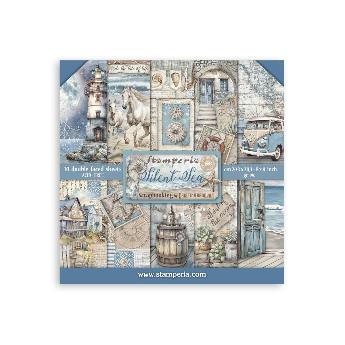 Bloc Scrapbooking 10 Hojas Silent Sea Stamperia - Image 2