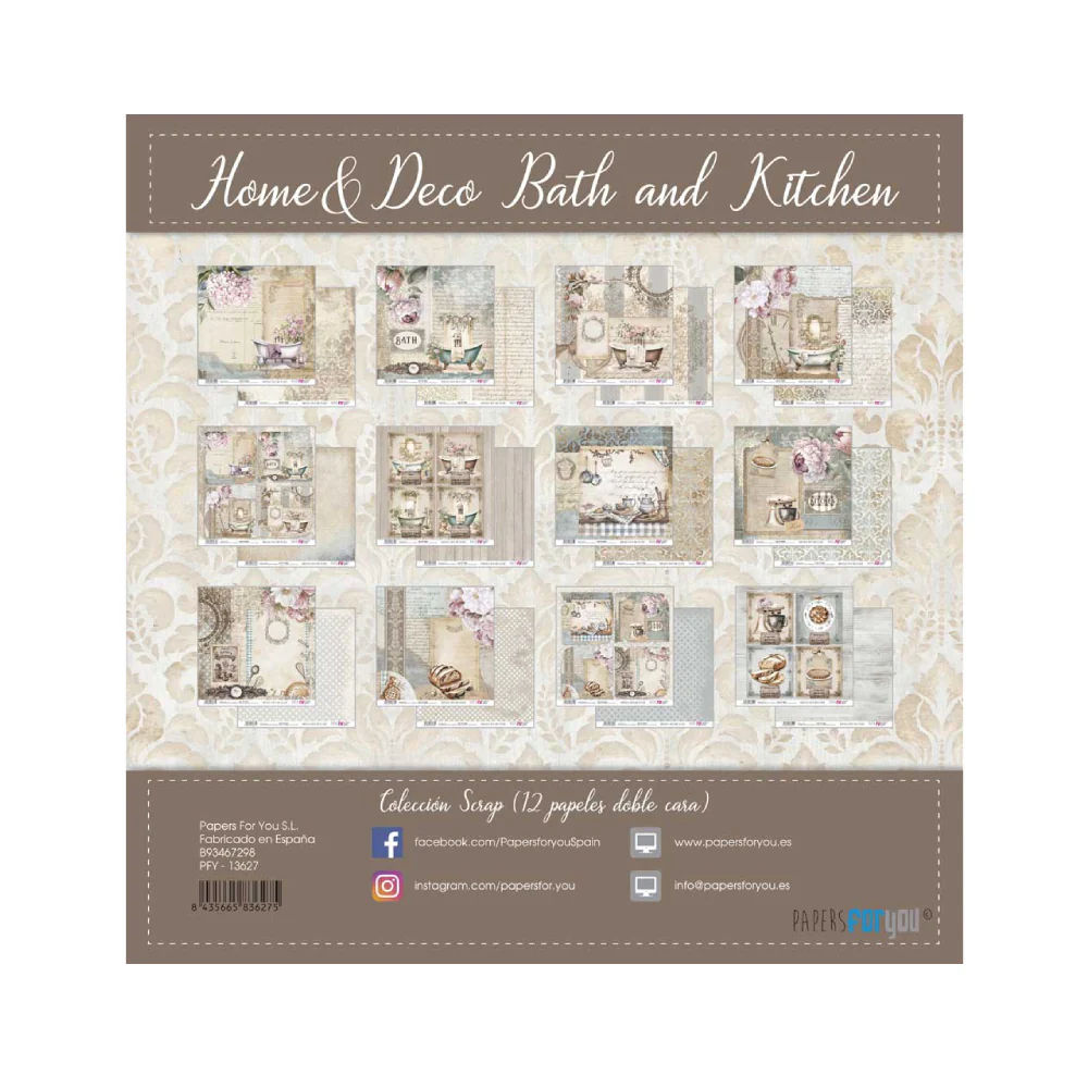 Bloc Scrapbooking 12 Hojas Home&Deco 'Bath and Kitchen' PapersForYou - Image 2