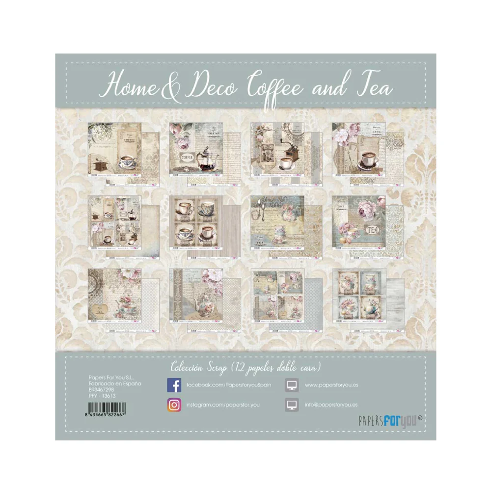 Bloc Scrapbooking 12 Hojas Home&Deco 'Coffee and Tea' PapersForYou - Image 2