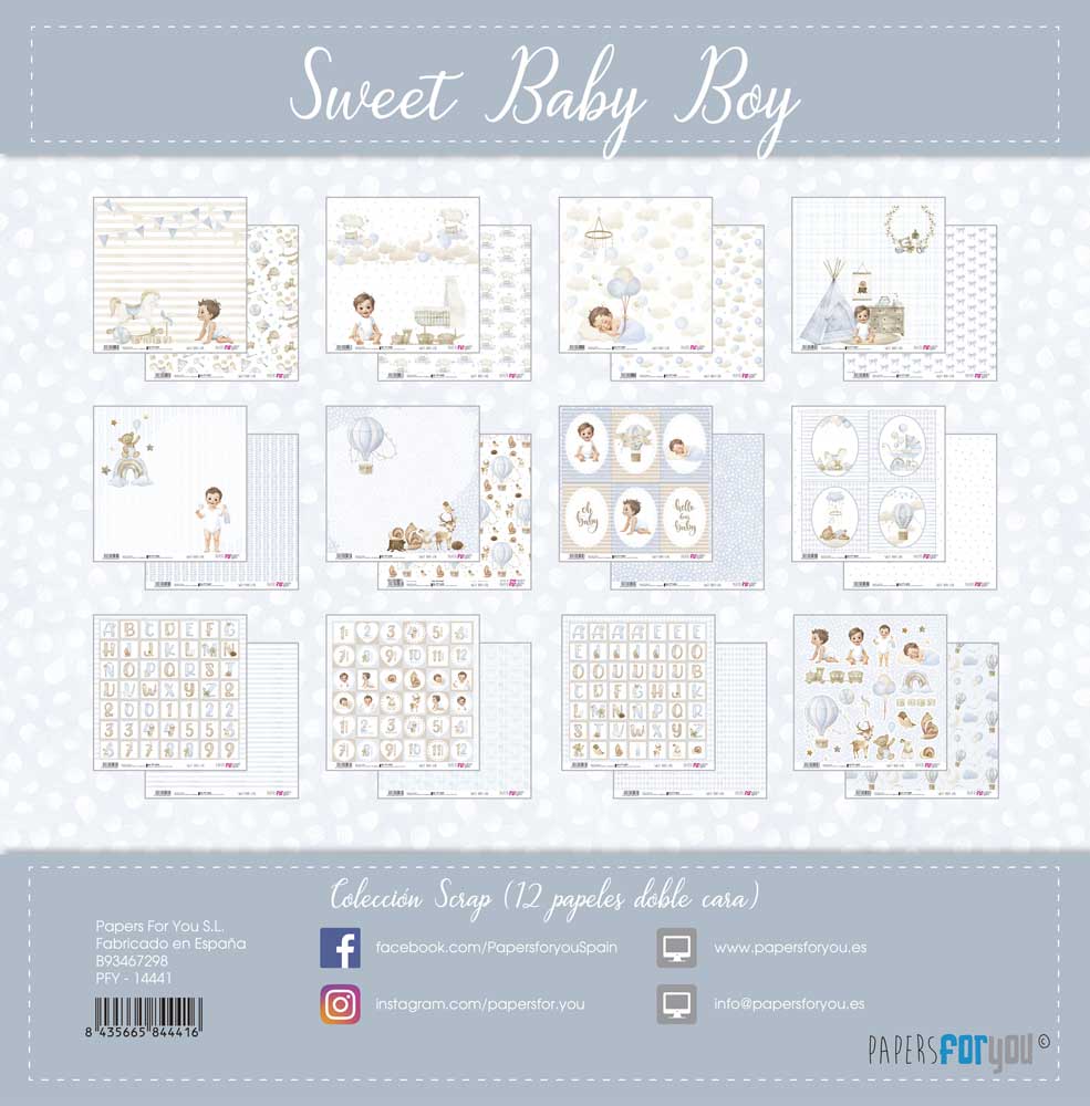Bloc Scrapbooking 12 Hojas Sweet Baby Boy Papers For You - Image 14