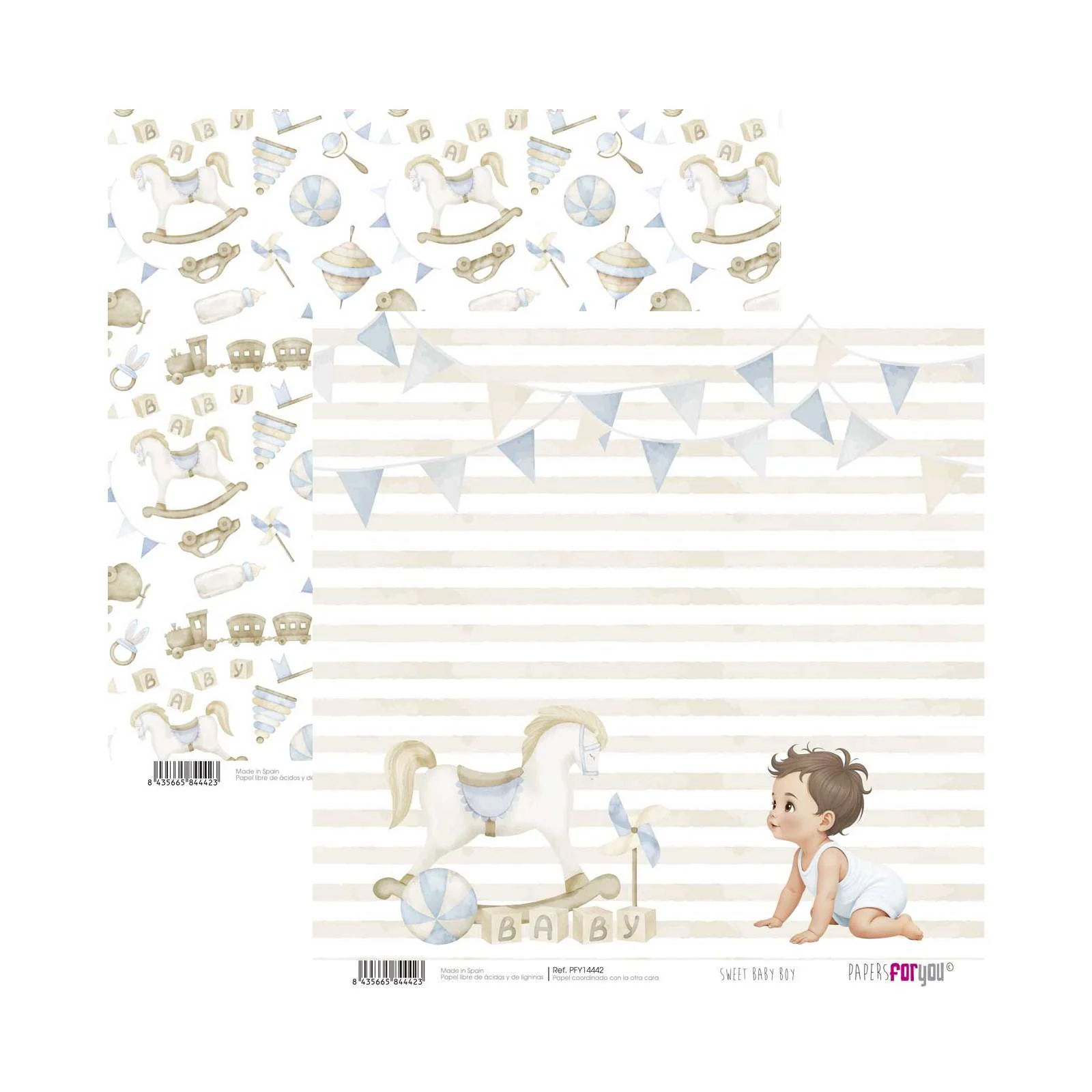 Bloc Scrapbooking 12 Hojas Sweet Baby Boy Papers For You - Image 2