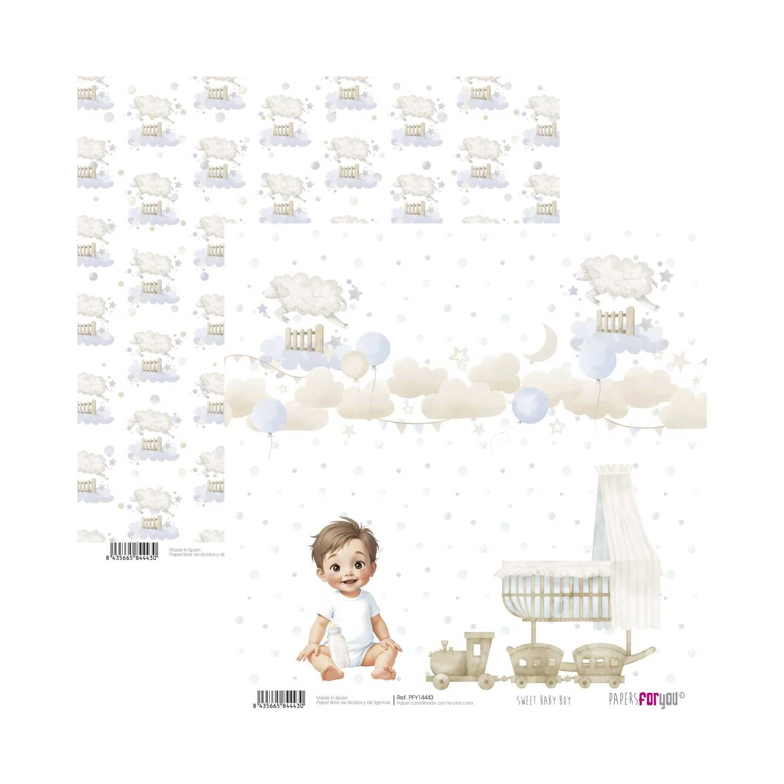 Bloc Scrapbooking 12 Hojas Sweet Baby Boy Papers For You - Image 3