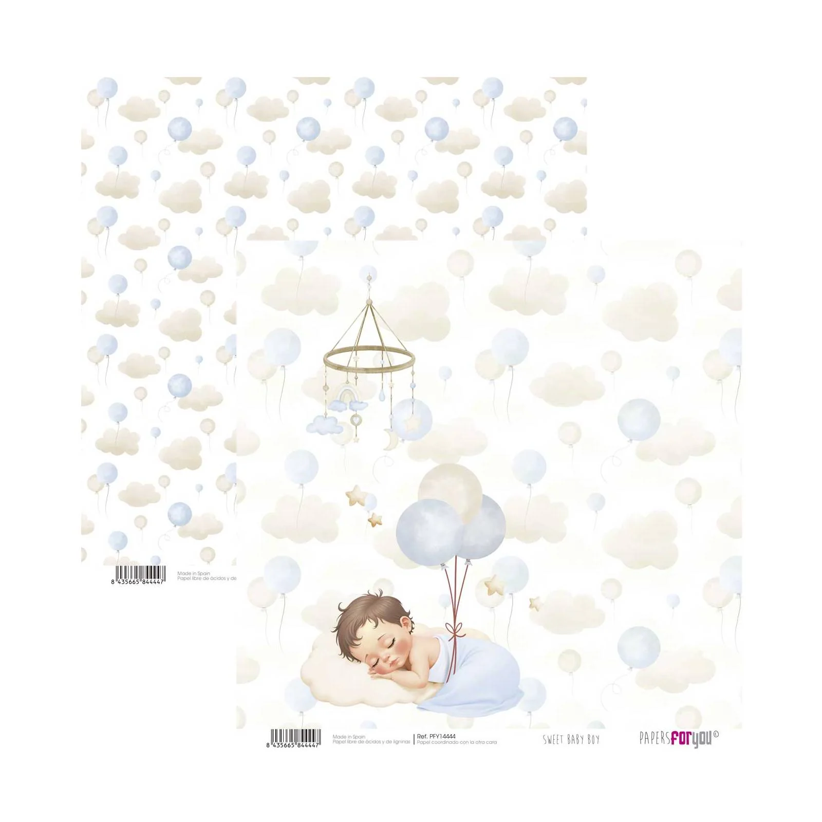 Bloc Scrapbooking 12 Hojas Sweet Baby Boy Papers For You - Image 4