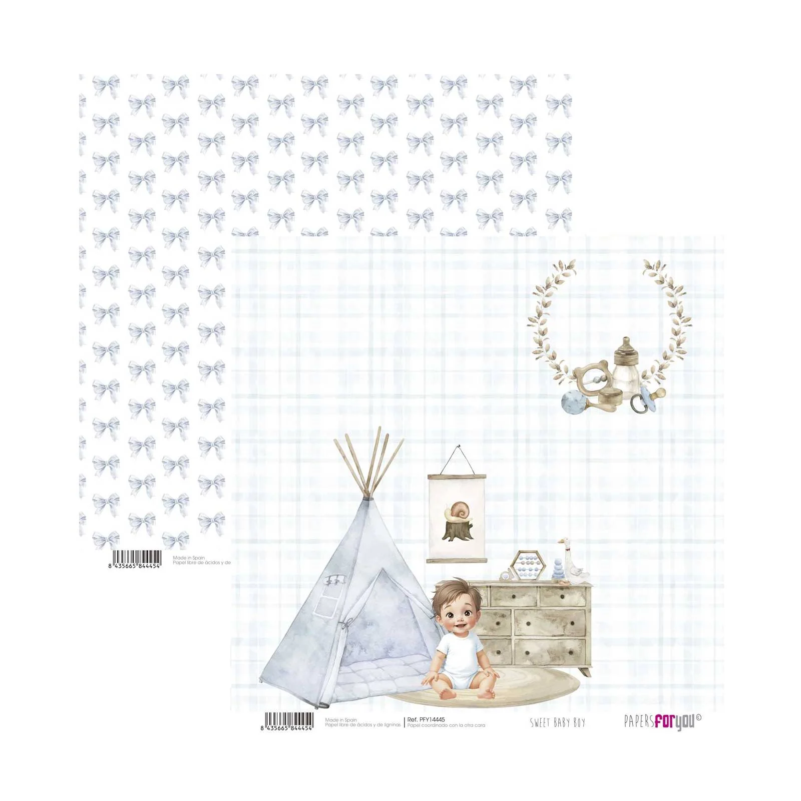 Bloc Scrapbooking 12 Hojas Sweet Baby Boy Papers For You - Image 5