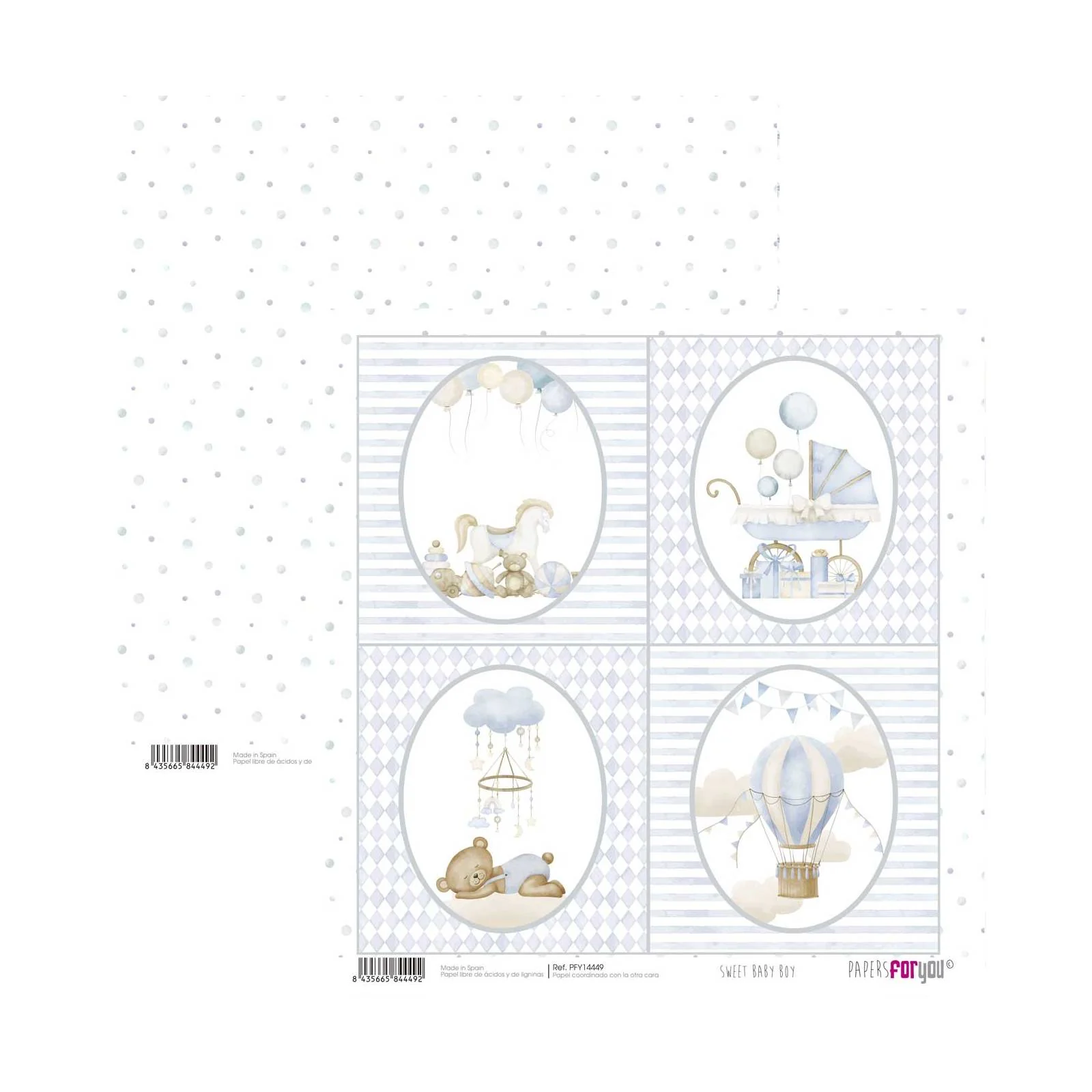 Bloc Scrapbooking 12 Hojas Sweet Baby Boy Papers For You - Image 9