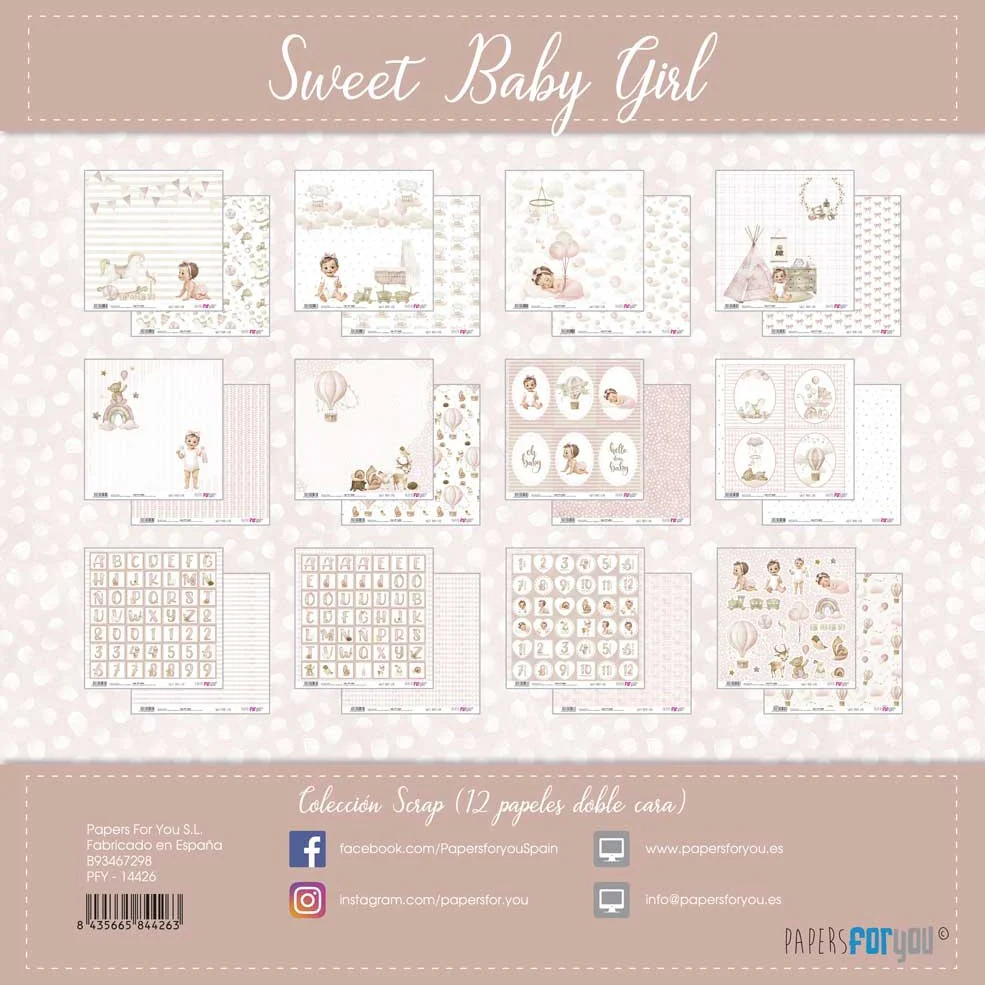 Bloc Scrapbooking 12 Hojas Sweet Baby Girl Papers For You - Image 14