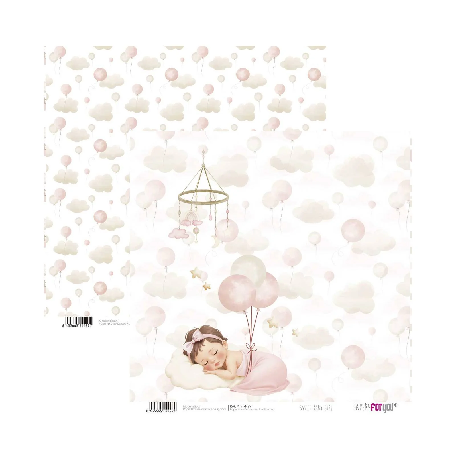 Bloc Scrapbooking 12 Hojas Sweet Baby Girl Papers For You - Image 2