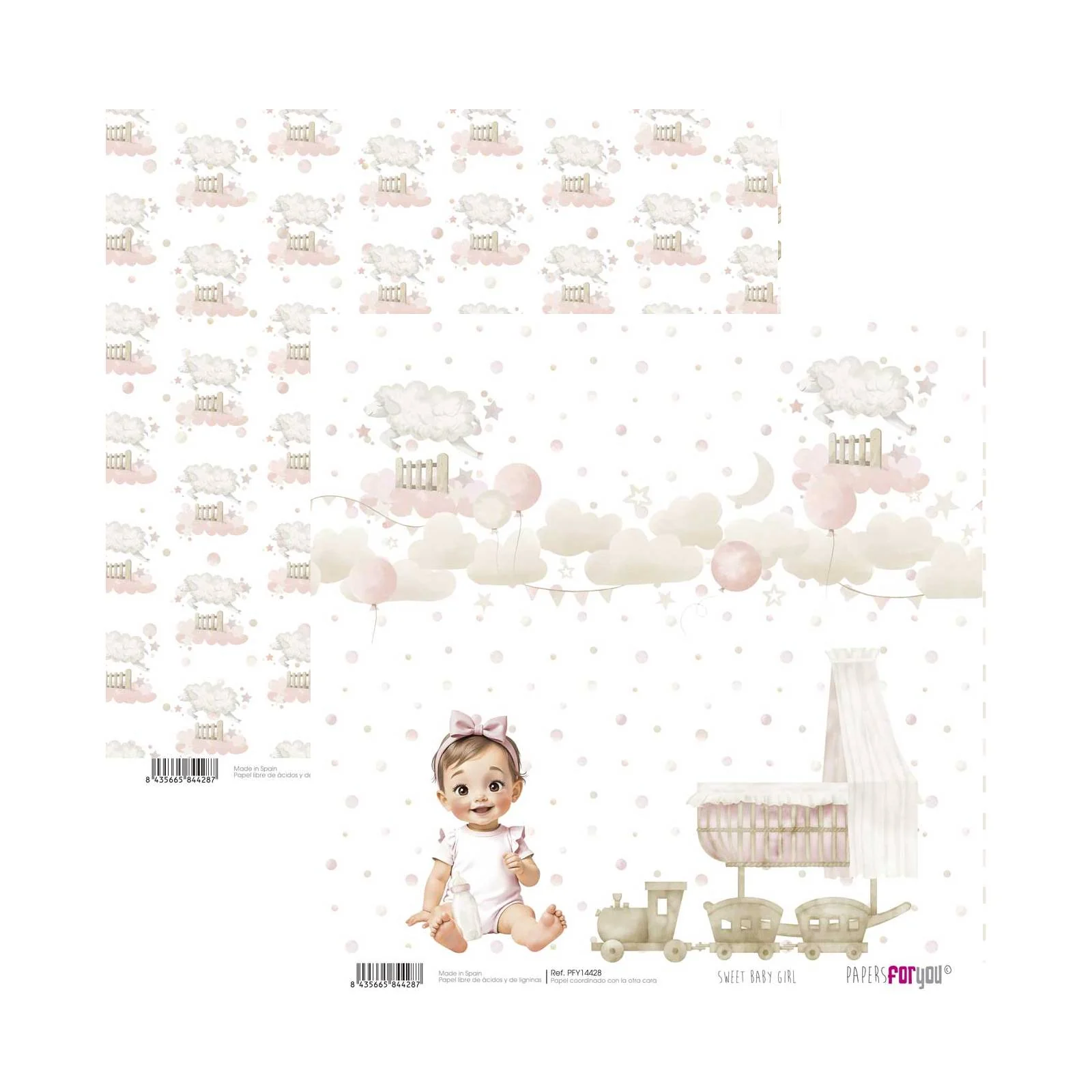 Bloc Scrapbooking 12 Hojas Sweet Baby Girl Papers For You - Image 4