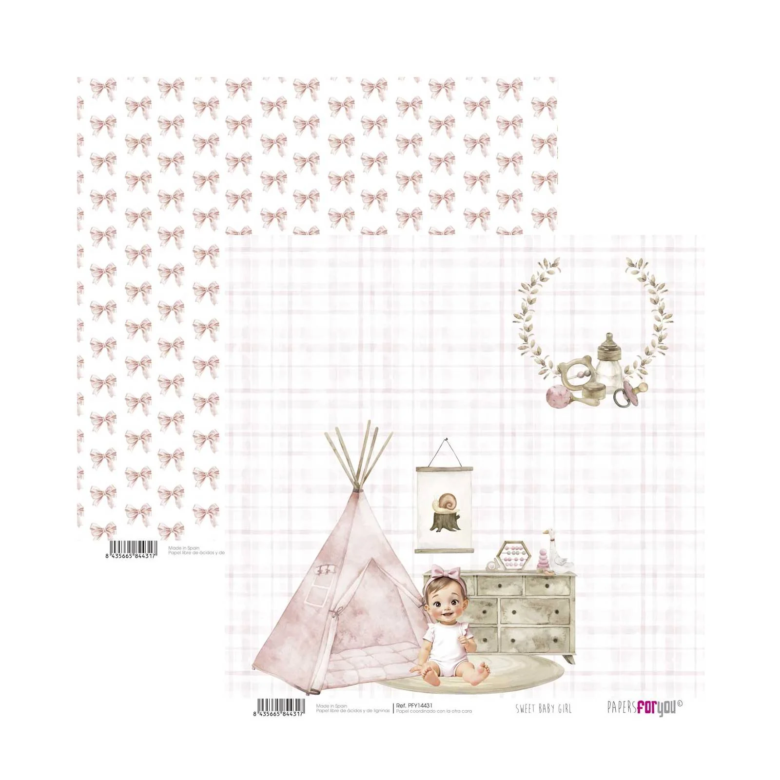 Bloc Scrapbooking 12 Hojas Sweet Baby Girl Papers For You - Image 5