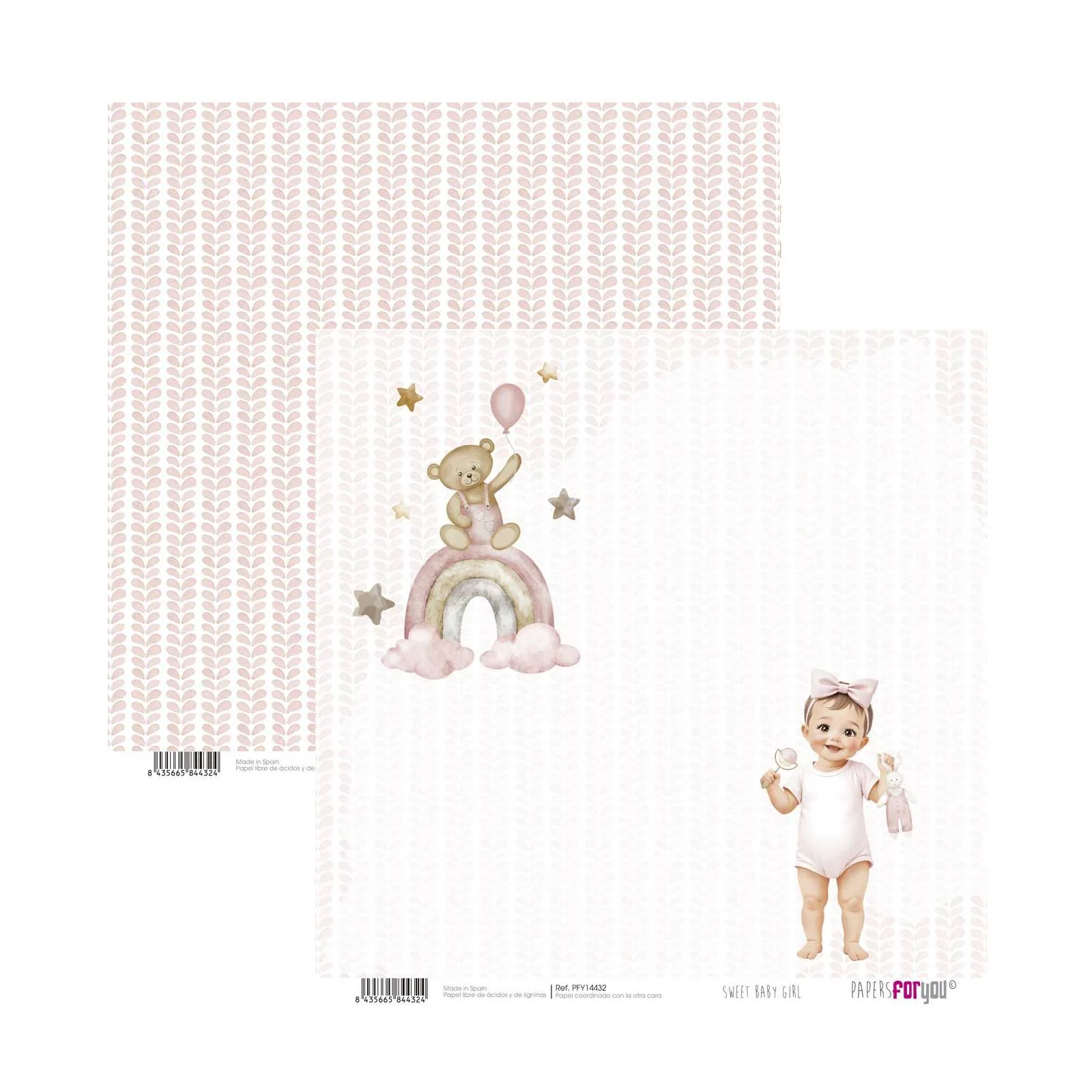 Bloc Scrapbooking 12 Hojas Sweet Baby Girl Papers For You - Image 7