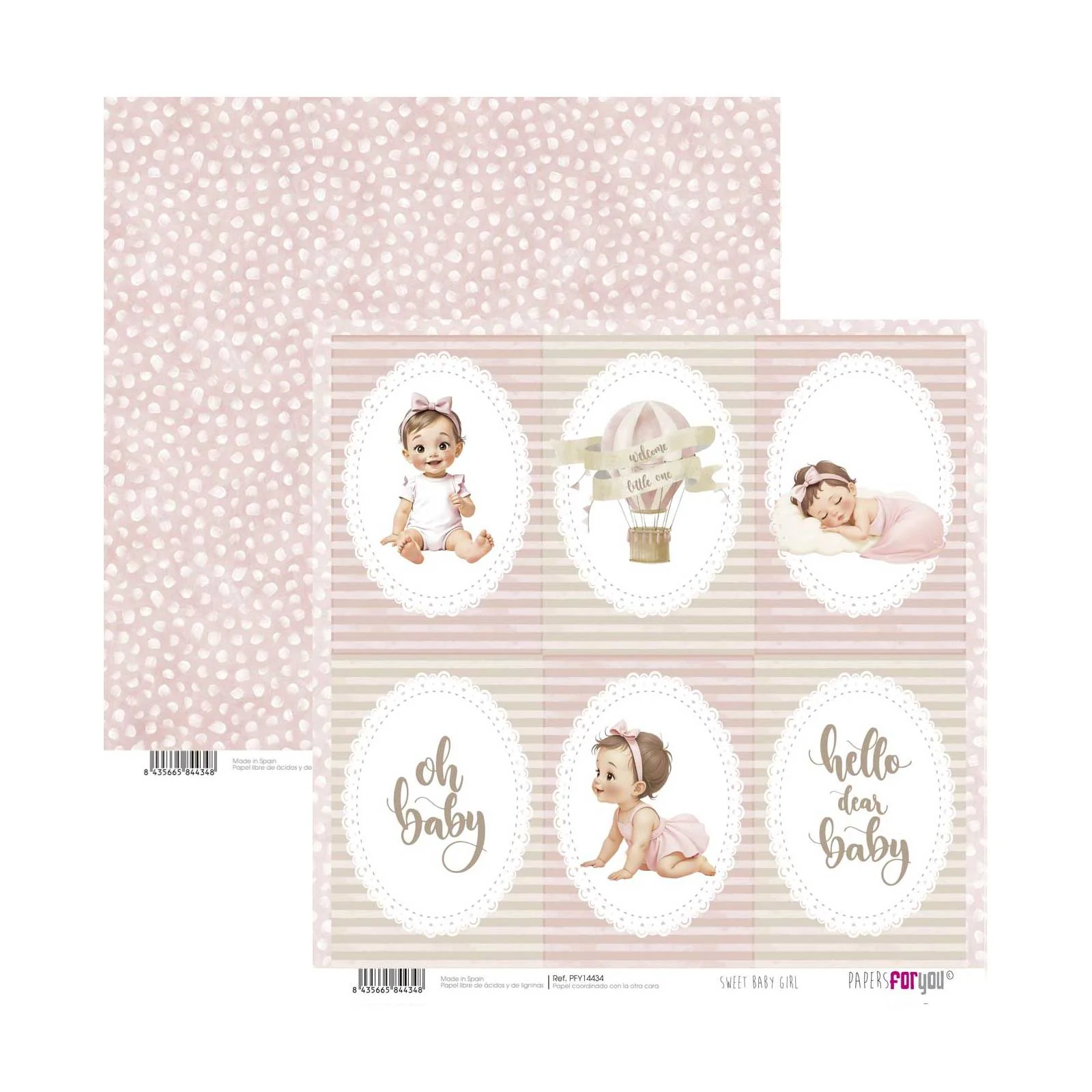 Bloc Scrapbooking 12 Hojas Sweet Baby Girl Papers For You - Image 8