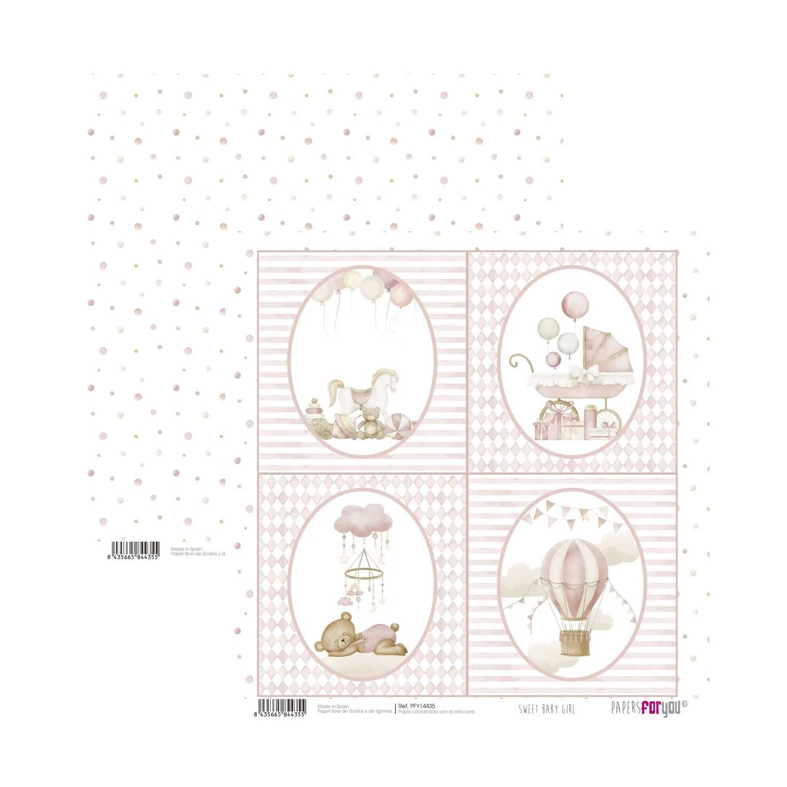 Bloc Scrapbooking 12 Hojas Sweet Baby Girl Papers For You - Image 9