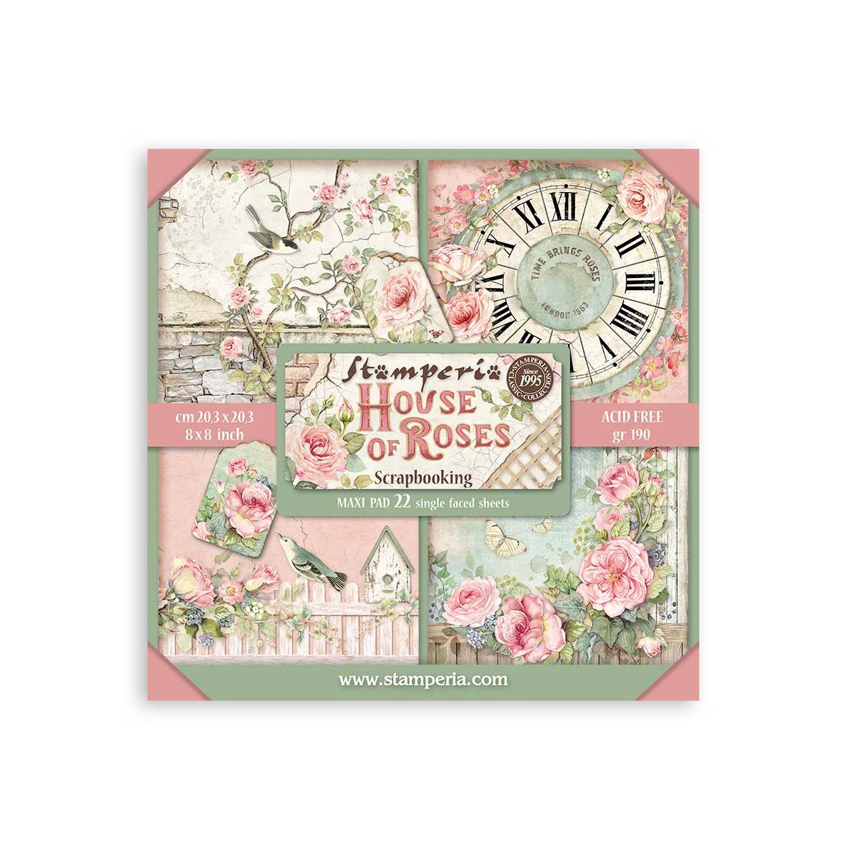 Bloc Scrapbooking 22 Hojas House of Roses Stamperia - Image 2