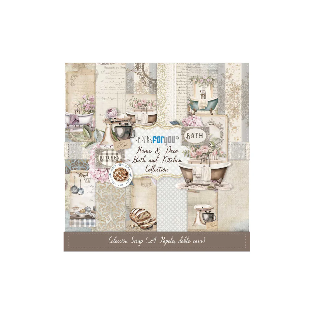 Bloc Scrapbooking 24 Hojas Home&Deco 'Bath and Kitchen' PapersForYou - Image 2
