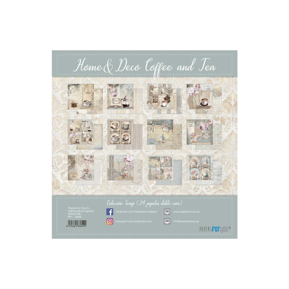 Bloc Scrapbooking 24 Hojas Home&Deco 'Coffee and Tea' PapersForYou - Image 3