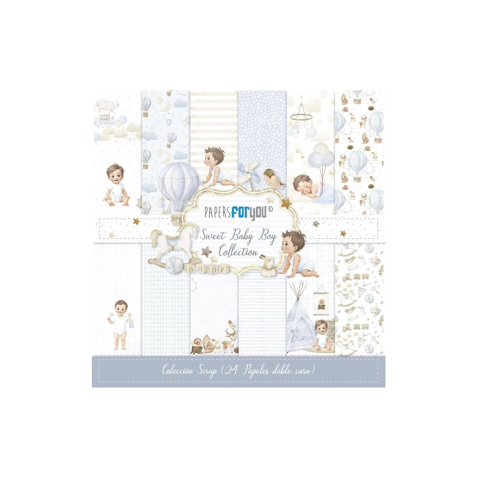 Bloc Scrapbooking 24 Hojas Sweet Baby Boy Papers For You - Image 2