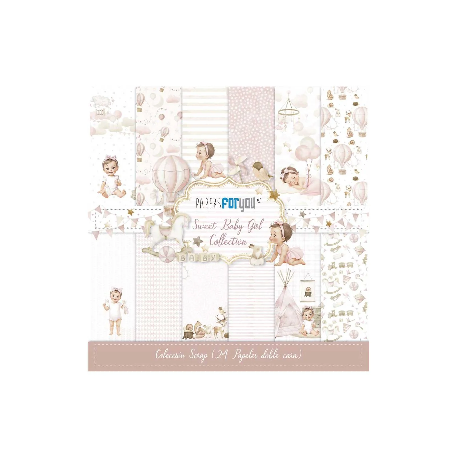 Bloc Scrapbooking 24 Hojas Sweet Baby Girl Papers For You - Image 2