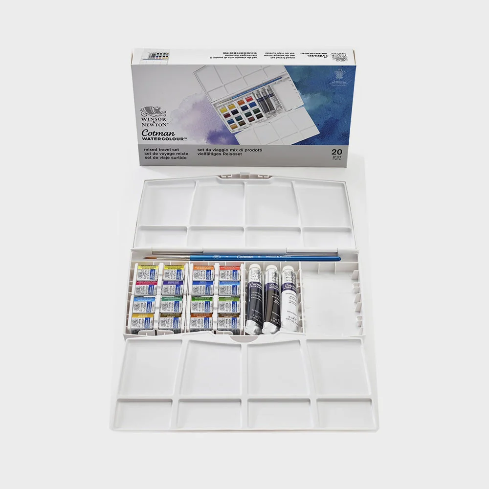 Caja Acuarela 16 Media Pastillas + 3 Tubos Cotman Winsor & Newton - Image 2
