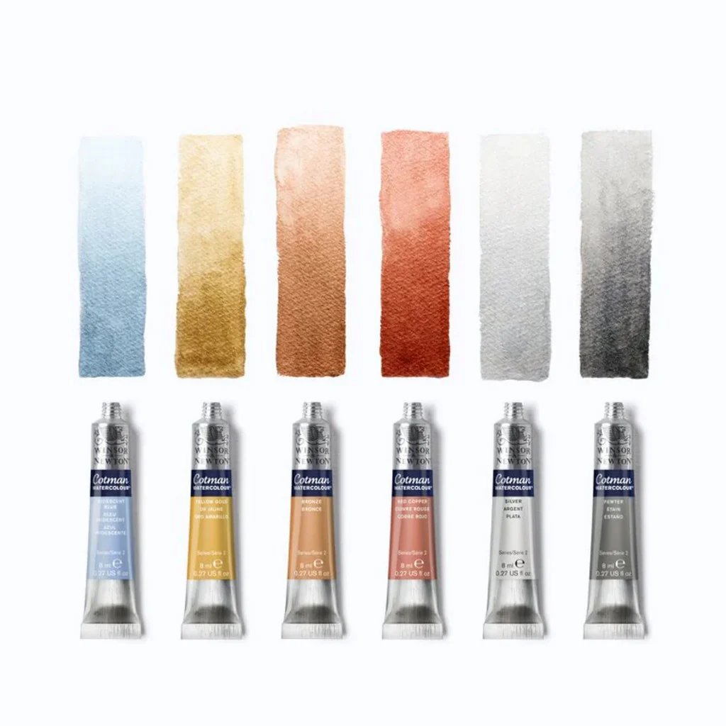 Caja Acuarelas 6 tubos 8ml colores metálicos Cotman de Winsor & Newton - Image 2