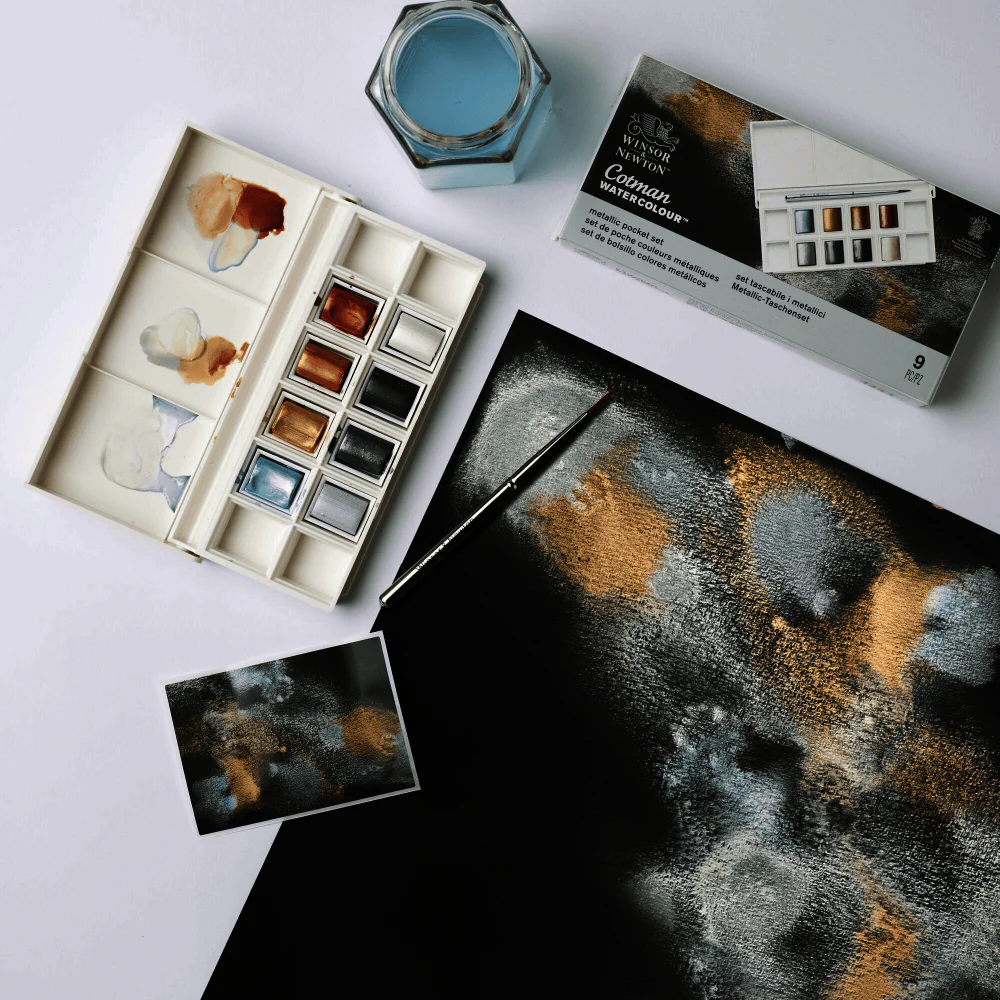 Caja de bolsillo Acuarelas 8 pastillas colores metálicos Cotman de Winsor & Newton - Image 3