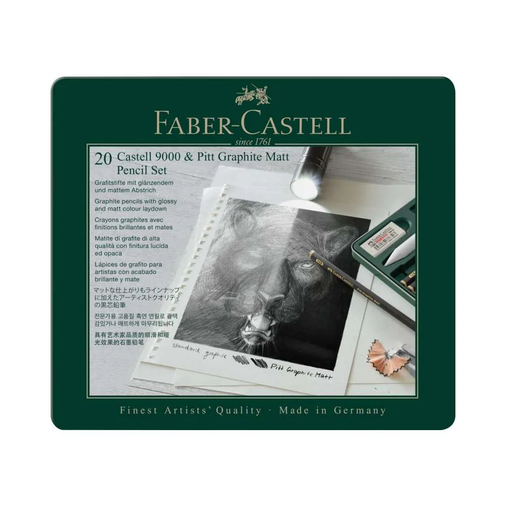 Caja Metal 16 Lápices Grafito 9000 Faber Castell - Image 2