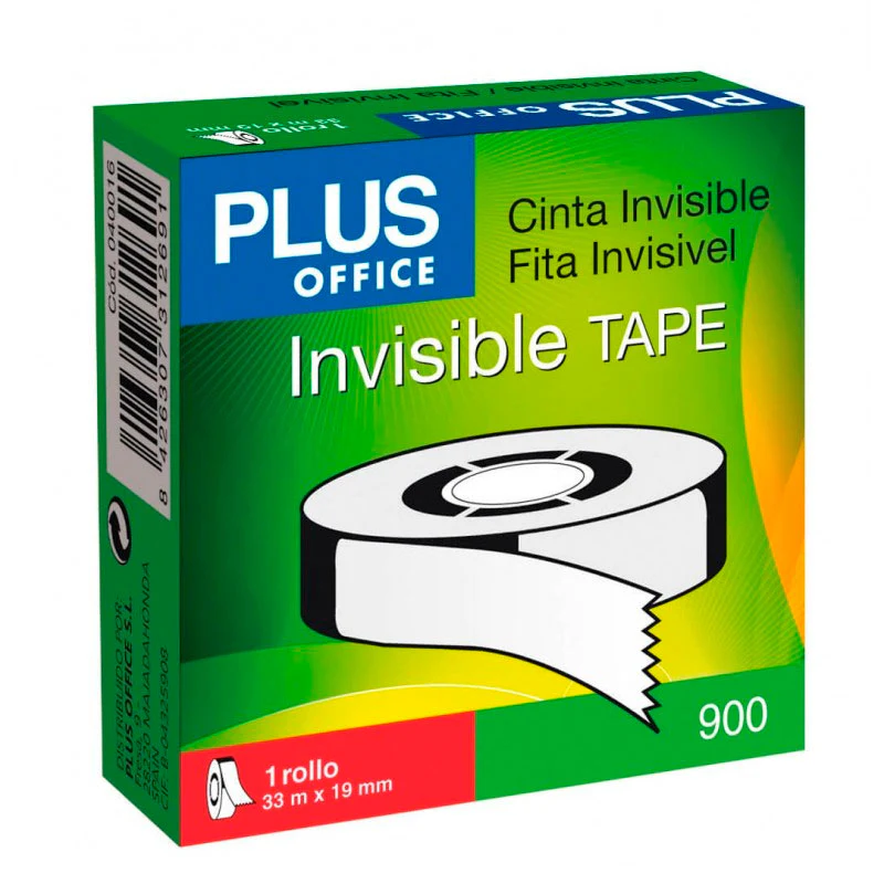 Cinta Adhesiva Invisible 3,3x1,9cm Plus Office