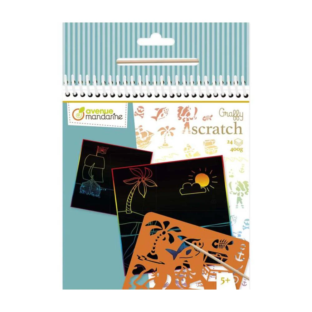 Cuaderno Clorear Graffy Scratch Piratas Avenue Mandarine