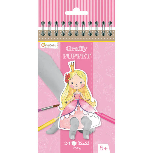 Cuaderno Colorear Dibujos Princesas Convertible en 24 Marionetas Tamaño Bolsillo Graffy Puppet de Avenue Mandarine - Image 3