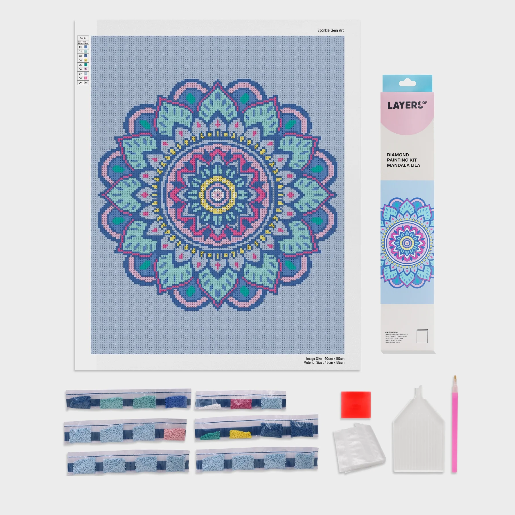 Diamond Painting Mandala Azul Layers Of