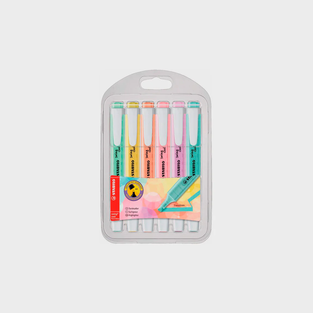 Estuche 6 Subrayadores Swing Cool Pastel Stabilo