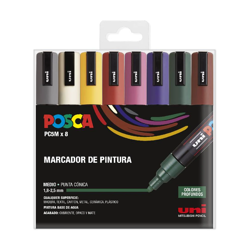 Estuche 8 Rotuladores PC 5M Oscuros Posca